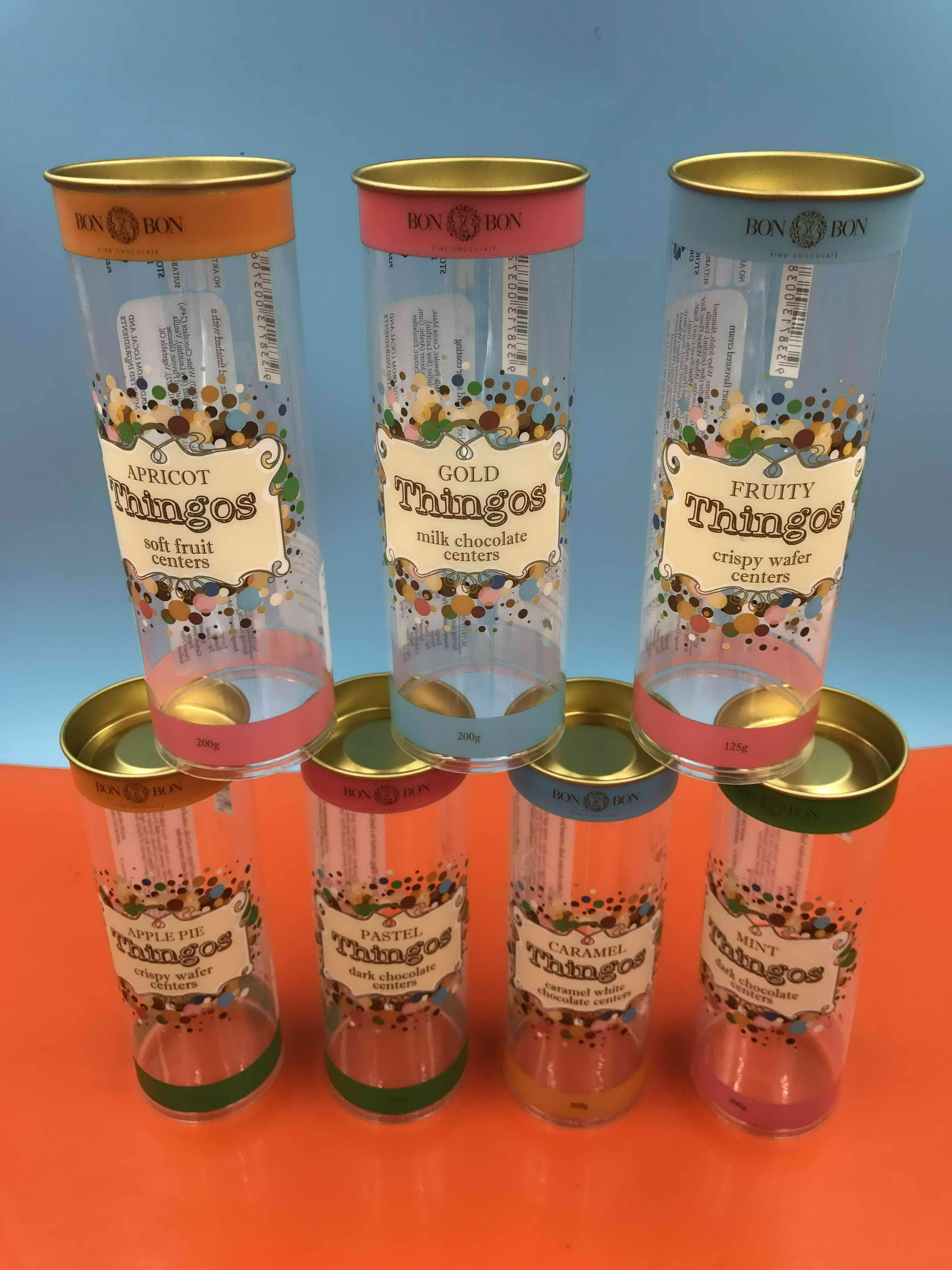 clear plastic tube with tinplate lids,clear plastic tube with metal